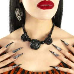 Jack O Lantern Pumpkin Necklace Black -Creepy Wear World JNJOLB 3
