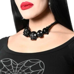 Skull Collection Necklace Black 8 Skull Collection Necklace Black -Creepy Wear World JNSCB 3