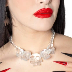 Skull Collection Necklace Crystal Clear 7 Skull Collection Necklace Crystal Clear -Creepy Wear World JNSCCC 4
