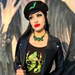 Skull Collection Necklace Green Glitter -Creepy Wear World JNSCGG 4