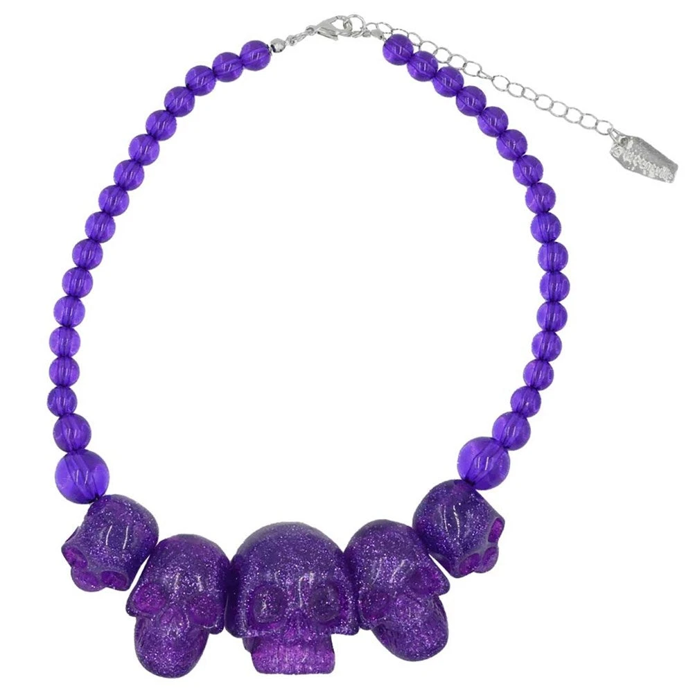 Skull Collection Necklace Purple Glitter 1 Skull Collection Necklace Purple Glitter