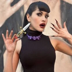 Skull Collection Necklace Purple Glitter 7 Skull Collection Necklace Purple Glitter -Creepy Wear World JNSCPRG 4