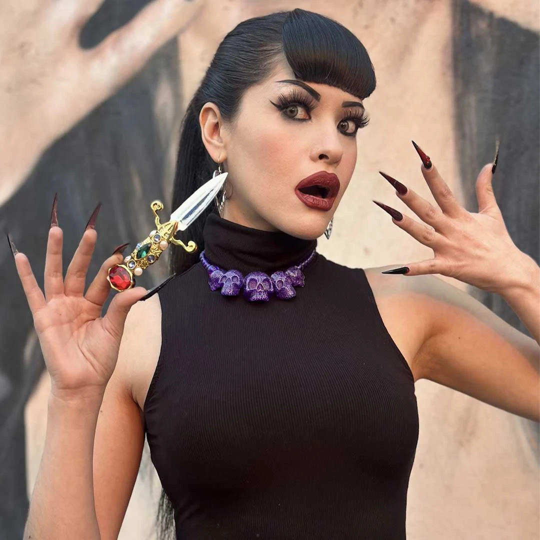 Skull Collection Necklace Purple Glitter 4 Skull Collection Necklace Purple Glitter - Image 4