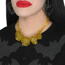 Skull Collection Necklace Gold Glitter -Creepy Wear World JNSCYGG 3 ee749987 d455 4358 8997 c5b53767d1d9