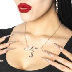 Elvira Bat Name Text Necklace -Creepy Wear World JNTEB 4