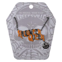 Halloween Queen Text Necklace -Creepy Wear World JNTHQ 3