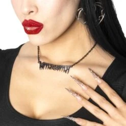Witch Bitch Text Necklace -Creepy Wear World JNTWB 4