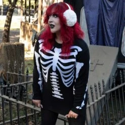 Ribcage Skeleton Bones Sweater -Creepy Wear World MKWBBW 6