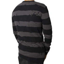 Destroyer Stripe Grey Sweater 7 Destroyer Stripe Grey Sweater -Creepy Wear World MKWDS 3