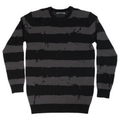 Destroyer Stripe Grey Sweater 8 Destroyer Stripe Grey Sweater -Creepy Wear World MKWDS 4