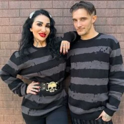 Destroyer Stripe Grey Sweater 9 Destroyer Stripe Grey Sweater -Creepy Wear World MKWDS 5