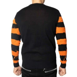 Pumpkin Distressed Striped Sweater -Creepy Wear World MKWPDS 3