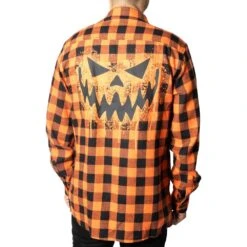 Pumpkin Face Orange Flannel Shirt