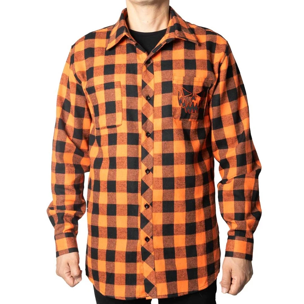 Pumpkin Face Orange Flannel Shirt 2 Pumpkin Face Orange Flannel Shirt - Image 2