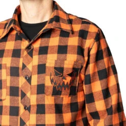 Pumpkin Face Orange Flannel Shirt 6 Pumpkin Face Orange Flannel Shirt -Creepy Wear World MSFPF 3