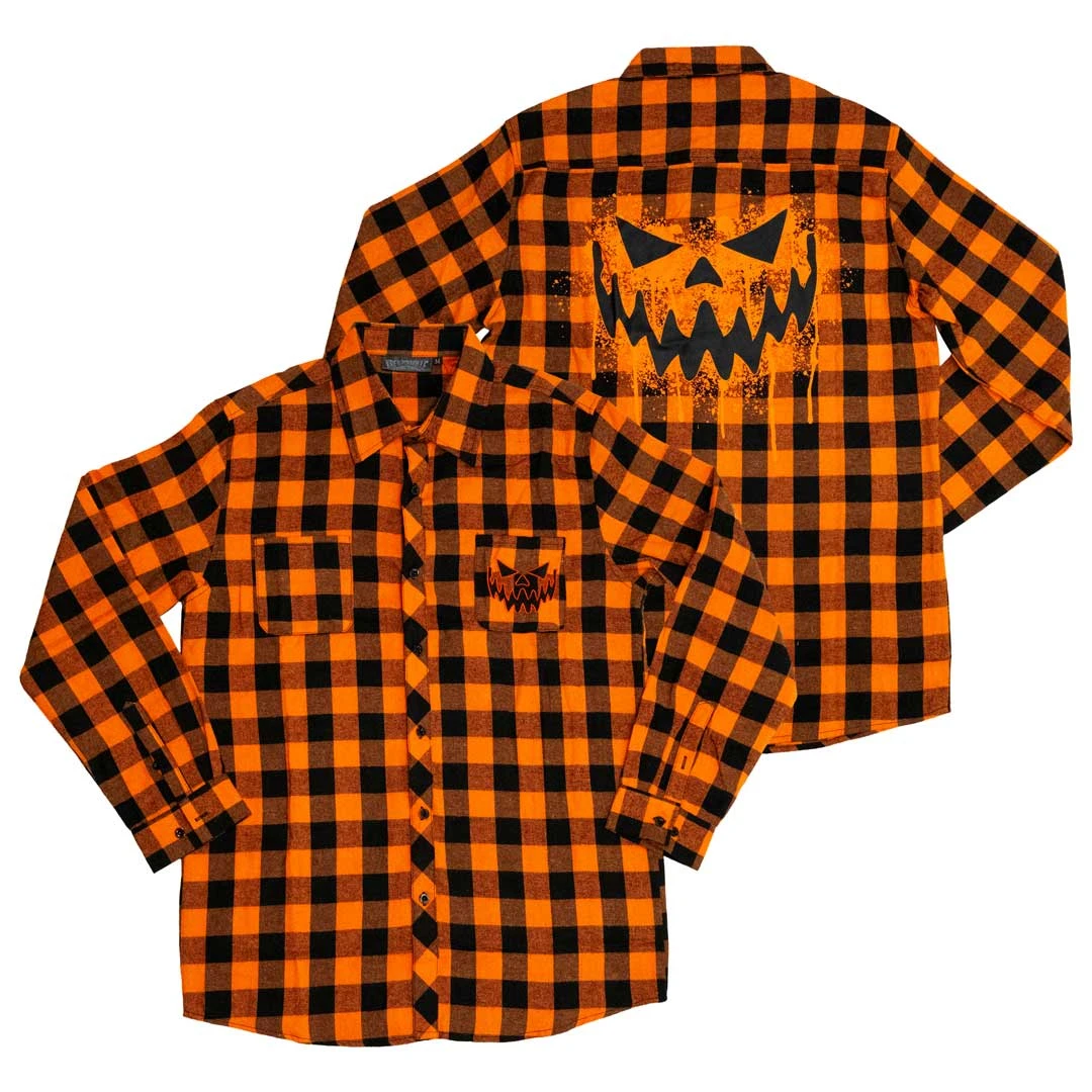 Pumpkin Face Orange Flannel Shirt 4 Pumpkin Face Orange Flannel Shirt - Image 4