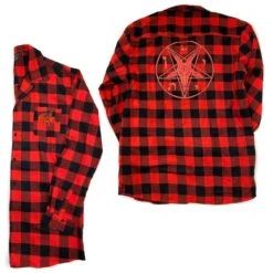 Kreepsville 666 Satanic Circle Red Flannel Shirt -Creepy Wear World MSFSC 3