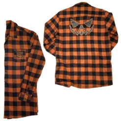 Trick Or Treat Pumpkin Orange Flannel Shirt -Creepy Wear World MSFTTP 3