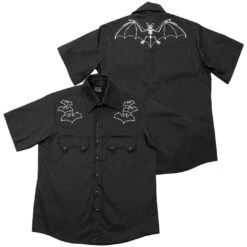 Bat Bone White Western Shirt -Creepy Wear World MSWBBW 5