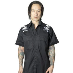 Harlock Skull X Bones Western Shirt 8 Harlock Skull X Bones Western Shirt -Creepy Wear World MSWHSXB 3