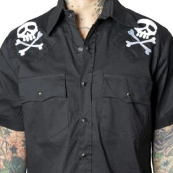 Harlock Skull X Bones Western Shirt 9 Harlock Skull X Bones Western Shirt -Creepy Wear World MSWHSXB 4