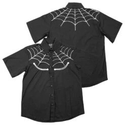 Spiderweb White Western Shirt -Creepy Wear World MSWWW 5