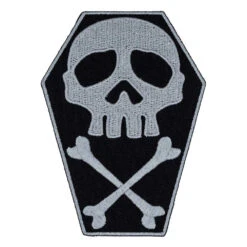 Skull Cross Bones Coffin Grey Patch
