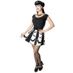 Bat Stripe White Skater Skirt -Creepy Wear World SKBSW 3 1f442acf 7a54 4544 a70a bdd2cd76220c