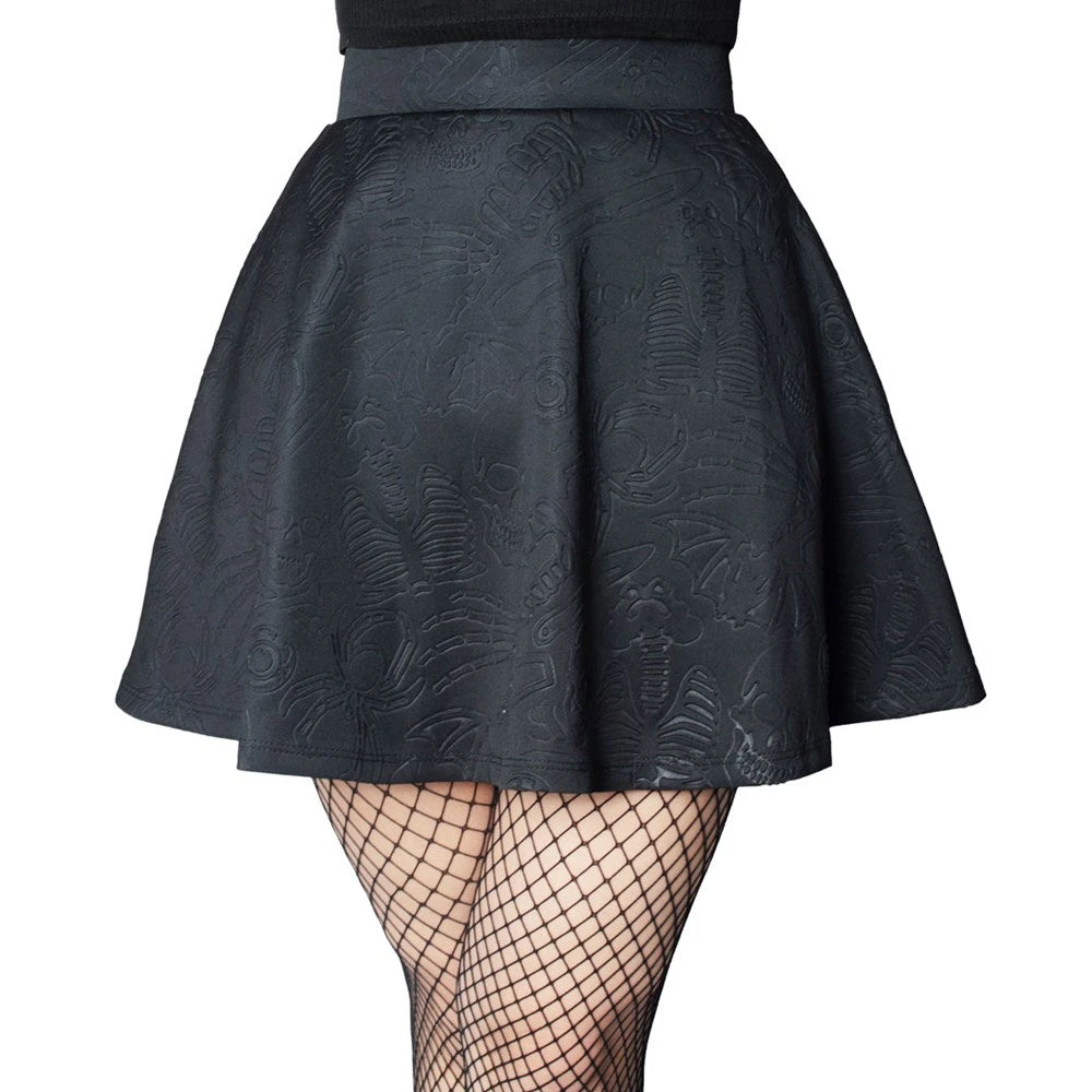 Death Repeat Embossed Skater Skirt 1 Death Repeat Embossed Skater Skirt