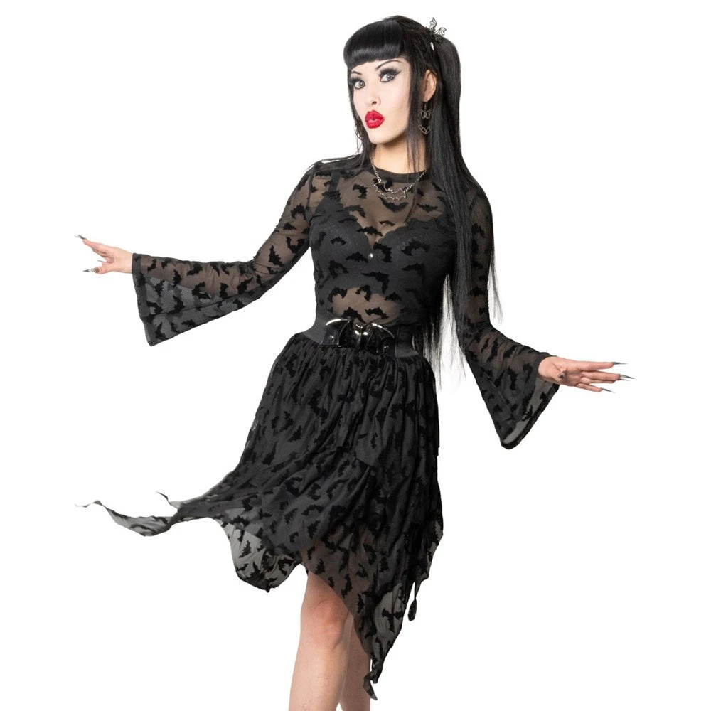 Bat Repeat Mesh Tiered Midi Skirt 3 Bat Repeat Mesh Tiered Midi Skirt - Image 3