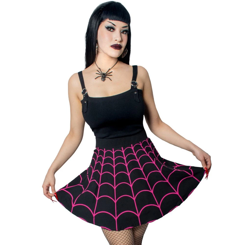 Spiderweb Pink Skater Skirt 2 Spiderweb Pink Skater Skirt - Image 2