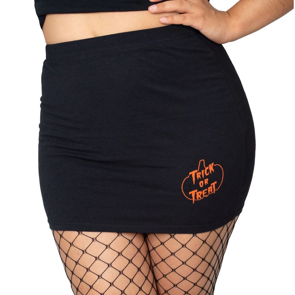 Kreepsville 666 Pumpkin Trick Or Treat Mini Skirt 1 Kreepsville 666 Pumpkin Trick Or Treat Mini Skirt