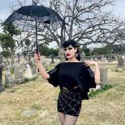 Spiderweb Mini Skirt Grey -Creepy Wear World SMSWG 4