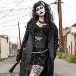 Spiderweb Mini Skirt Grey -Creepy Wear World SMSWG 5