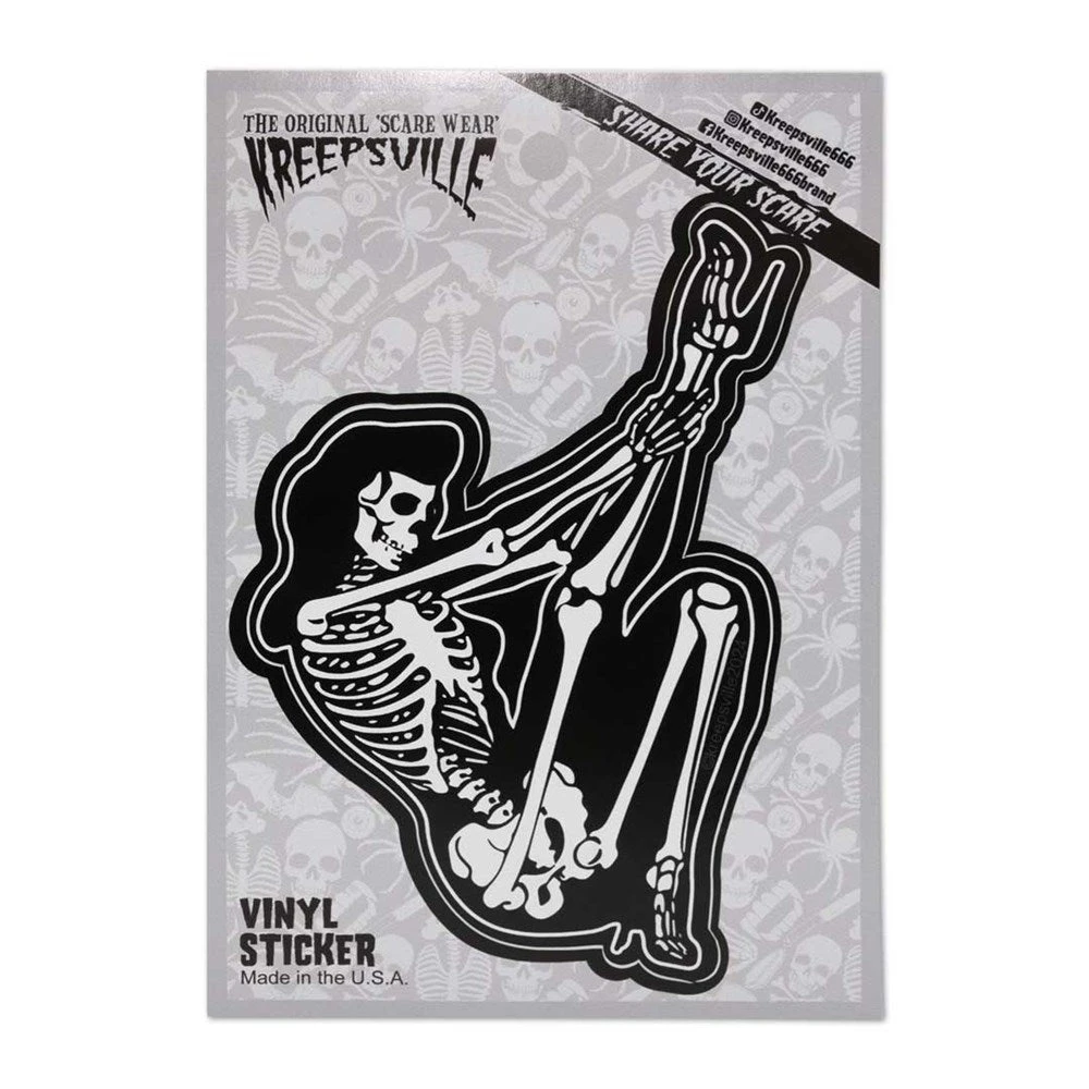 Skeleton Pin-up Leg Up Vinyl Sticker 2 Skeleton Pin-up Leg Up Vinyl Sticker - Image 2