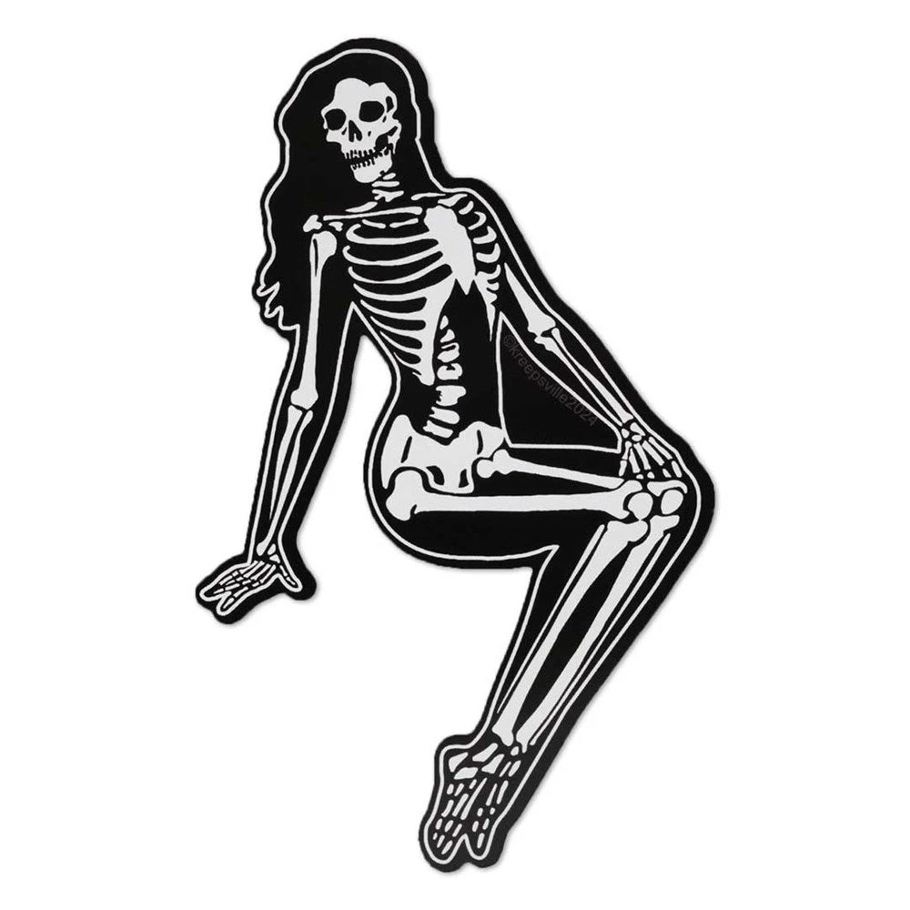 Skeleton Pin-up Sitting Vinyl Sticker 1 Skeleton Pin-up Sitting Vinyl Sticker